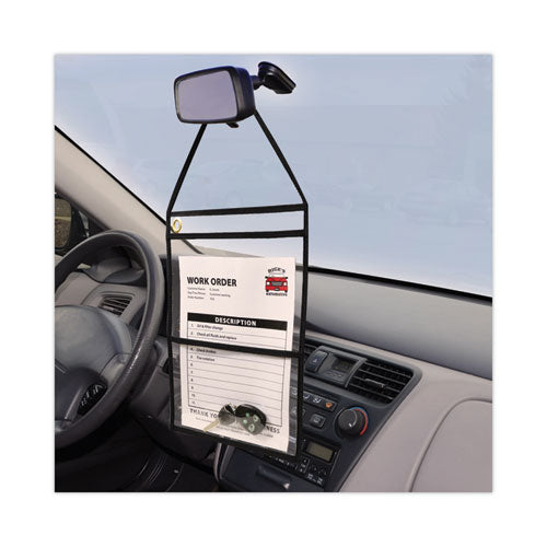 Image of C-Line® 38912 Stitched Shop Ticket Holders, 22" Hang Strap, Super Heavy-Duty, 9 x 6 and 9 x 12 Inserts, Clear Front, Black Border, 15/Box