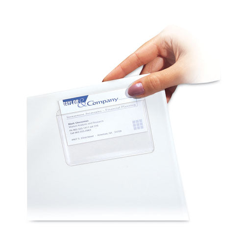 Image of C-Line® 70257 Self-Adhesive Business Card Holders, Top Load, 2 x 3.5, Clear, 10/Pack