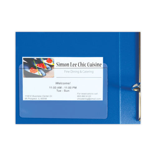 Image of C-Line® 70257 Self-Adhesive Business Card Holders, Top Load, 2 x 3.5, Clear, 10/Pack