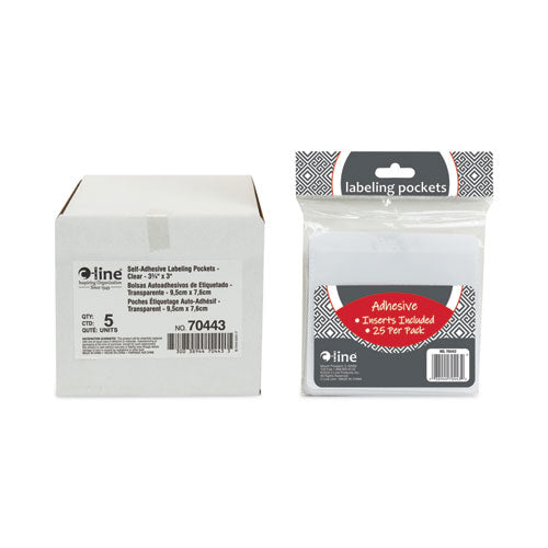Image of C-Line® 70443 Self-Adhesive Labeling Pockets, Top Load, 3.75 x 3, Clear, 25/Pack
