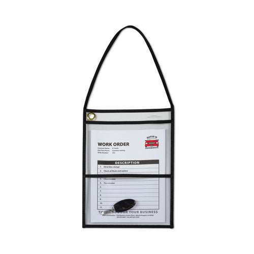 Image of C-Line® 38912 Stitched Shop Ticket Holders, 22" Hang Strap, Super Heavy-Duty, 9 x 6 and 9 x 12 Inserts, Clear Front, Black Border, 15/Box