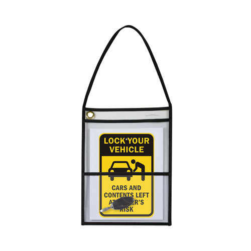 Image of C-Line® 38912 Stitched Shop Ticket Holders, 22" Hang Strap, Super Heavy-Duty, 9 x 6 and 9 x 12 Inserts, Clear Front, Black Border, 15/Box