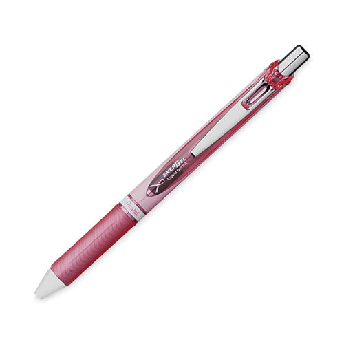 Image of Pentel® BL77PBP3A-BC EnerGel RTX Breast Cancer Awareness Gel Pen, Retractable, Medium 0.7 mm, Black Ink, Pink/Silver Barrel, 3/Pack