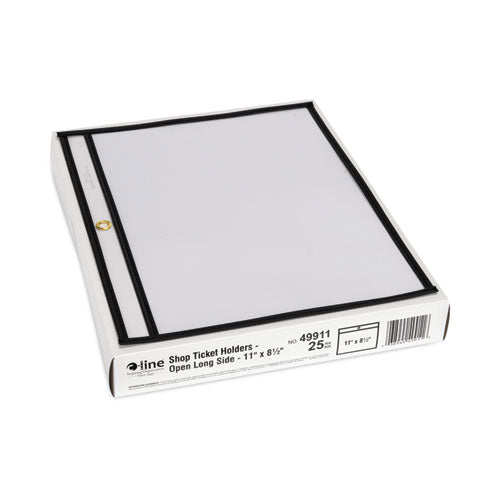 Image of C-Line® 49911 Stitched Shop Ticket Holders, Super Heavy-Duty, Top Load 11 x 8.5 Insert, Clear Front, Black Border, 25/Box