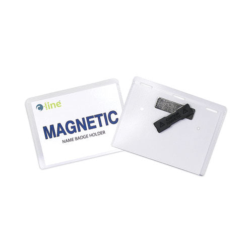 Image of C-Line® 92943 Magnetic Name Badge Holder Kit, Horizontal, 4w X 3h, Clear, 20/box