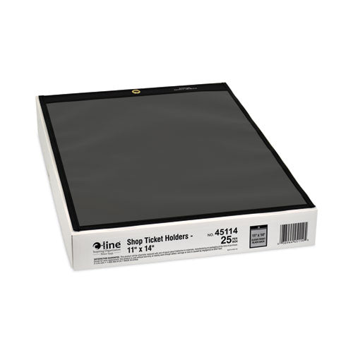 Image of C-Line® 45114 Stitched Shop Ticket Holders, Super Heavy-Duty, 11 x 14 Insert, Clear Front, Black Pressboard Back, Black Border, 25/Box