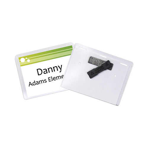 Image of C-Line® 92943 Magnetic Name Badge Holder Kit, Horizontal, 4w X 3h, Clear, 20/box