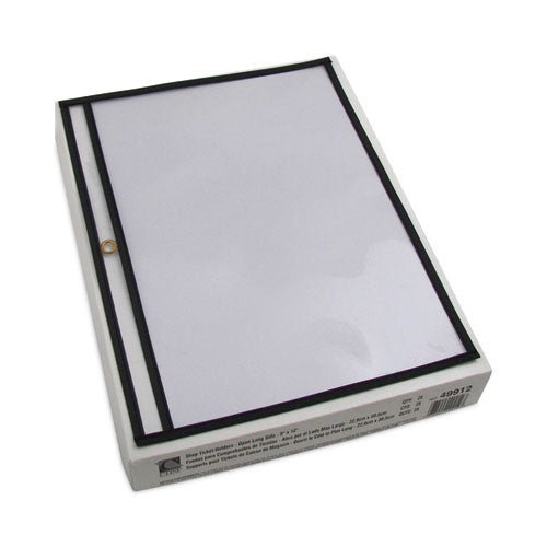 Image of C-Line® 49912 Stitched Shop Ticket Holders, Super Heavy-Duty, Top Load 12 x 9 Insert, Clear Front, Black Border, 25/Box