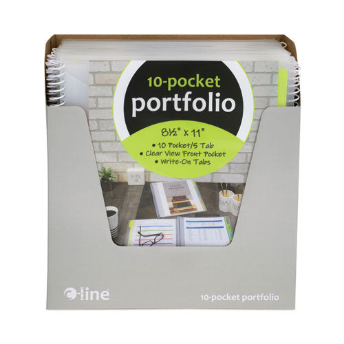 Image of C-Line® CLI33650 10-Pocket Poly Portfolio With Write-On Tabs, 8.5 X 11, Clear/clear