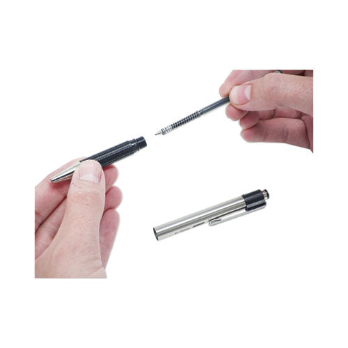 Image of Zebra® 27112 F-301 Ballpoint Pen, Retractable, Fine 0.7 Mm, Black Ink, Stainless Steel/black Barrel, 2/pack