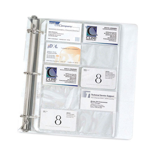 Image of C-Line® 61217 Business Card Binder Pages, For 2 X 3.5 Cards, Clear, 20 Cards/sheet, 10 Sheets/pack