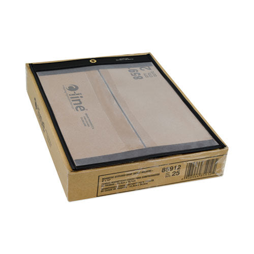 Image of C-Line® 85912 Magnetic Stitched Shop Ticket Holders, Super Heavy-Duty, Top Load 9 x 12 Insert, Clear Front, Black Border, 25/Carton