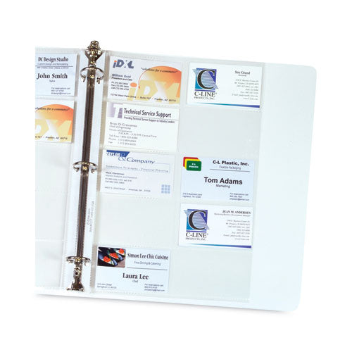 Image of C-Line® 61217 Business Card Binder Pages, For 2 X 3.5 Cards, Clear, 20 Cards/sheet, 10 Sheets/pack