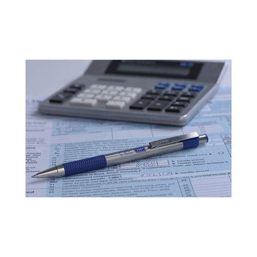 Image of Zebra® 27122 F-301 Ballpoint Pen, Retractable, Fine 0.7 Mm, Blue Ink, Stainless Steel/blue Barrel, 2/pack
