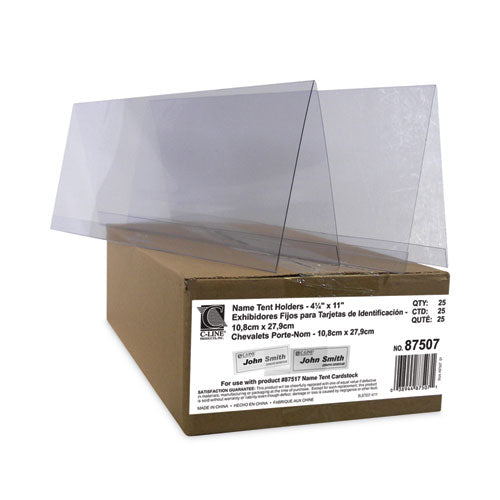 Image of C-Line® 87507 Tent Card Holders, 4.25 x 11.7, Rigid Heavyweight Clear Plastic, 25/Box