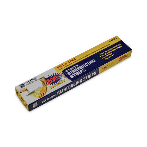 Image of C-Line® 64112 Self-Adhesive Reinforcing Strips, 1 x 10.75, Clear, 200/Box