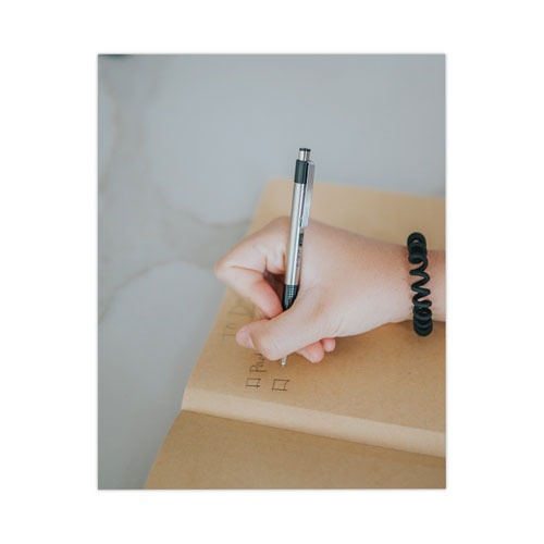 Image of Zebra® 27310 F-301 Ballpoint Pen, Retractable, Bold 1.6 mm, Black Ink, Stainless Steel/Black Barrel, 12/Pack