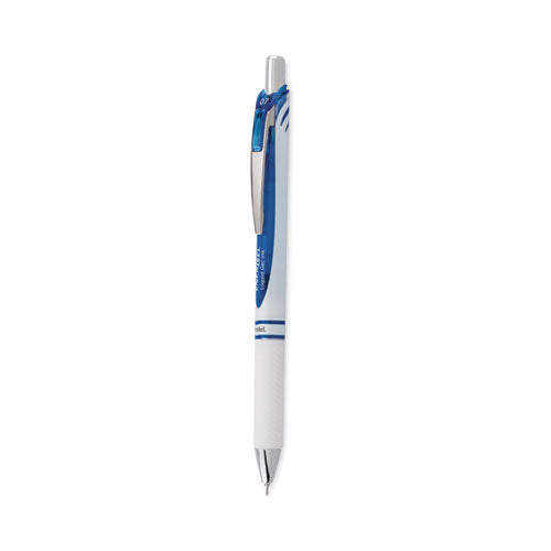 Image of Pentel® BLN77PW-C EnerGel Pearl Deluxe RTX Gel Pen, Retractable, Medium 0.7 mm, Blue Ink, Pearl White/Blue Barrel, Dozen