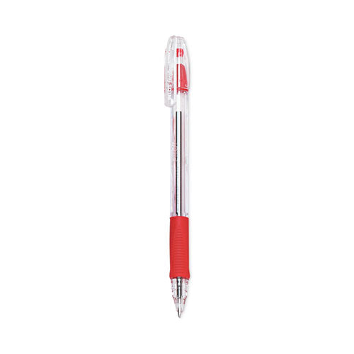Image of Pilot® 32003 EasyTouch Ballpoint Pen, Stick, Fine 0.7 mm, Red Ink, Clear/Red Barrel, Dozen