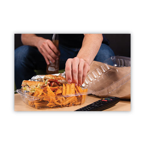 Image of Dart® C95PST1 ClearSeal Hinged-Lid Plastic Containers, 9.3 x 8.8 x 3, Clear, Plastic, 100/Bag, 2 Bags/Carton