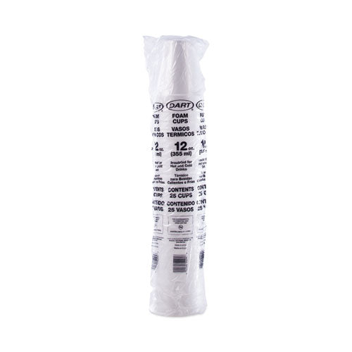 Image of Dart® 12J12 Foam Drink Cups, 12 Oz, White, 25/pack