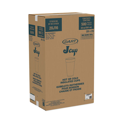 Image of Dart® 20J16H Horizon Hot/Cold Foam Drinking Cups, 20 oz, White/Blueberry, 25/Bag, 20 Bags/Carton