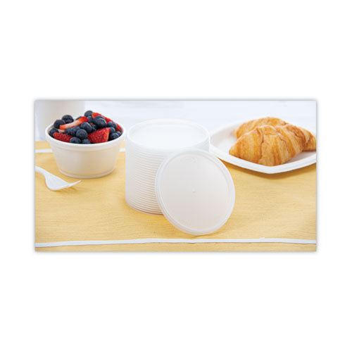 Image of Dart® 20JL Plastic Lids for Foam Cups, Bowls and Containers, Flat, Vented, Fits 6 oz to 32 oz, Translucent, 100/Pack, 10 Packs/Carton