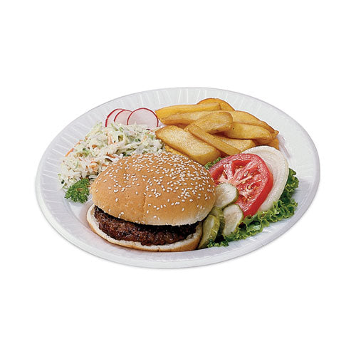 Image of Dart® 9PWQR Quiet Classic Laminated Foam Dinnerware Plate, 9" Dia, White, 125/pack