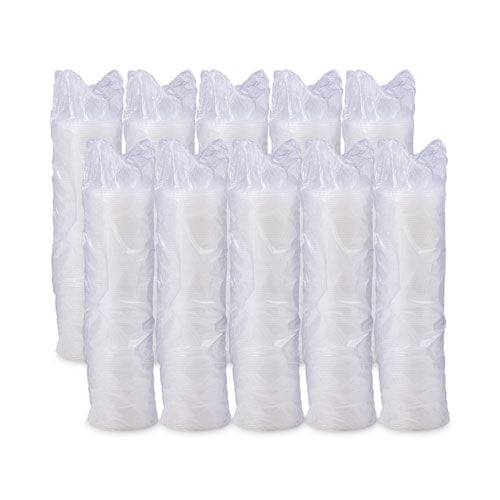 Image of Dart® 12FTLS Lift n' Lock Plastic Hot Cup Lids, With Straw Slot, Fits 10 oz to 14 oz Hot Cups, Translucent, 100/Sleeve, 10 Sleeves/Carton