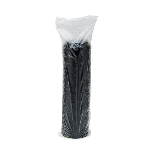 Image of SOLO® 16ELBLK Cappuccino Dome Sipper Lids, Fits 12 oz to 24 oz Hot Cups, Plastic, Black, 100/Pack, 10 Packs/Carton