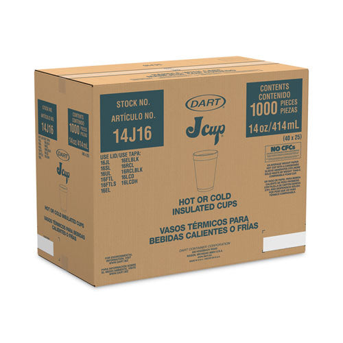 Image of Dart® 14J16 Foam Drink Cups, 14 Oz, White, 1,000/carton