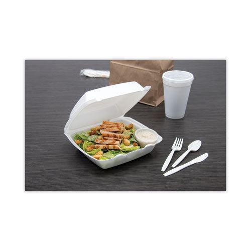 Image of Dart® 85HT1R Foam Hinged Lid Containers, 8.38 x 7.78 x 3.25, White, 200/Carton
