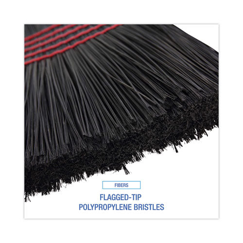 Image of Boardwalk® BWK930BP Flagged Tip Poly Bristle Janitor Brooms, 10 X 58.5, Wood Handle, Natural/black, 12/carton