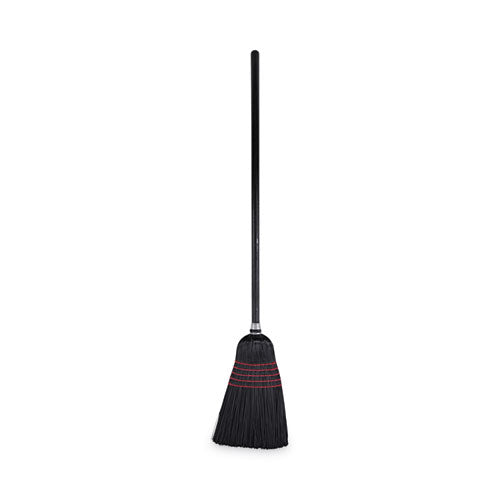 Image of Boardwalk® BWK930BP Flagged Tip Poly Bristle Janitor Brooms, 10 X 58.5, Wood Handle, Natural/black, 12/carton