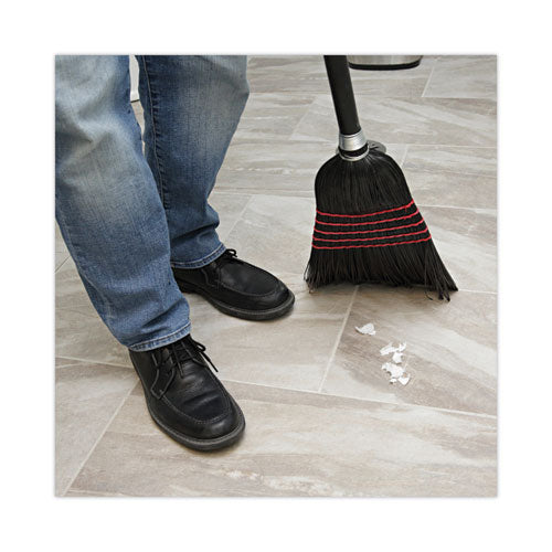 Image of Boardwalk® BWK930BP Flagged Tip Poly Bristle Janitor Brooms, 10 X 58.5, Wood Handle, Natural/black, 12/carton