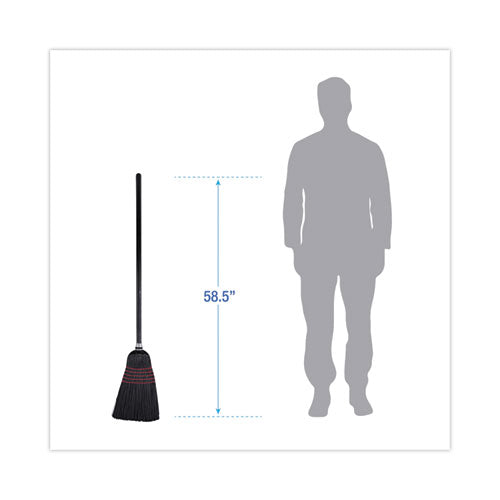 Image of Boardwalk® BWK930BP Flagged Tip Poly Bristle Janitor Brooms, 10 X 58.5, Wood Handle, Natural/black, 12/carton