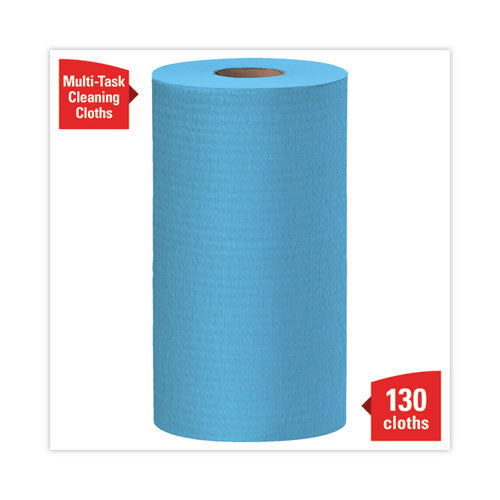 Image of WypAll® 35431 General Clean X60 Cloths, Small Roll, 13.5 x 19.6, Blue, 130/Roll, 6 Rolls/Carton