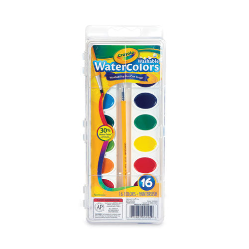 Image of Crayola® 530555 Washable Watercolors, 16 Assorted Colors, Palette Tray