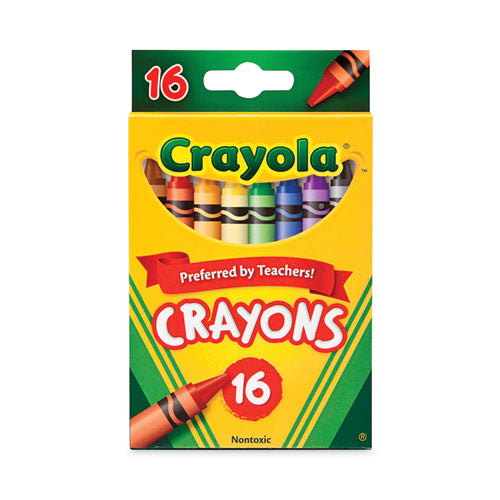 Image of Crayola® 523016 Classic Color Crayons, Peggable Retail Packaging, Regular Size, 0.31" x 3.63", 16 Assorted Colors, 16/Pack