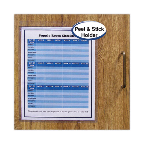 Image of C-Line® 70911 Self-Adhesive Poly Shop Ticket Holders, Super Heavy-Duty, Top Load 8.5 x 11 Insert, Clear Front, 50/Box