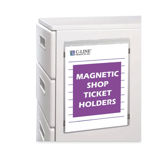 Image of C-Line® 83911 Magnetic Shop Ticket Holders, Super Heavy-Duty, Top Load 8.5 x 11 Insert, Clear Front, 15/Box