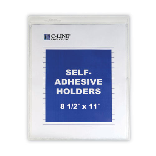 Image of C-Line® 70911 Self-Adhesive Poly Shop Ticket Holders, Super Heavy-Duty, Top Load 8.5 x 11 Insert, Clear Front, 50/Box
