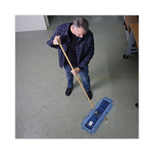 Image of Boardwalk® BWK1490 Clip-On Dust Mop Handle, Lacquered Wood, Swivel Head, 1" dia x 60", Natural