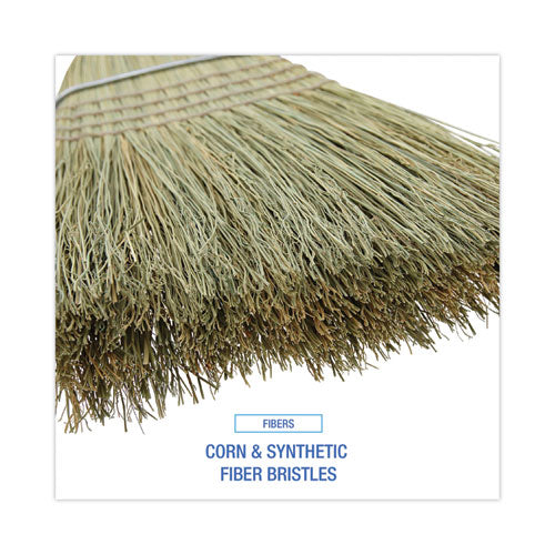 Image of Boardwalk® BWKBR10001 100% Corn Brooms, 60" Overall Length, Natural, 6/Carton