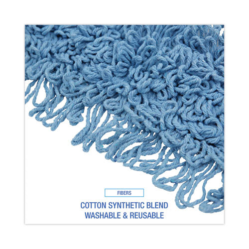 Image of Boardwalk® BWK1118 Dust Mop Head, Looped-End, Cotton/Synthetic Fibers, 18 x 5, Blue