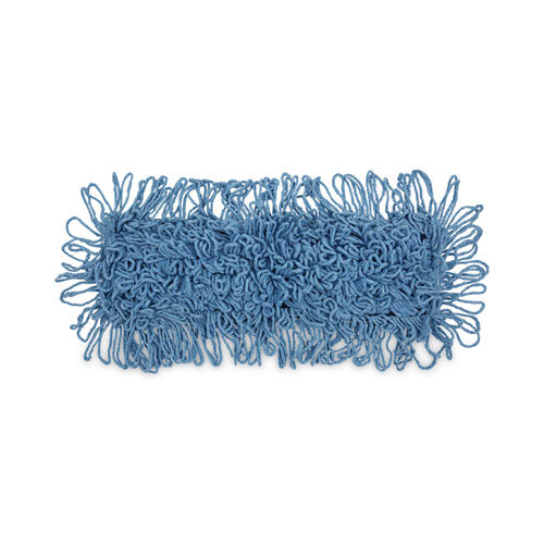Image of Boardwalk® BWK1118 Dust Mop Head, Looped-End, Cotton/Synthetic Fibers, 18 x 5, Blue