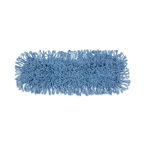 Image of Boardwalk® BWK1124 Dust Mop Head, Looped-End, Cotton/Synthetic Fibers, 24 x 5, Blue
