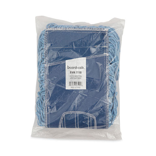 Image of Boardwalk® BWK1118 Dust Mop Head, Looped-End, Cotton/Synthetic Fibers, 18 x 5, Blue
