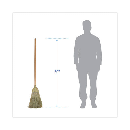 Image of Boardwalk® BWKBR10001 100% Corn Brooms, 60" Overall Length, Natural, 6/Carton