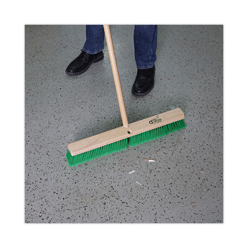Image of Boardwalk® BWK20724 Floor Broom Head, 3" Green Flagged Recycled Pet Plastic Bristles, 24" Brush